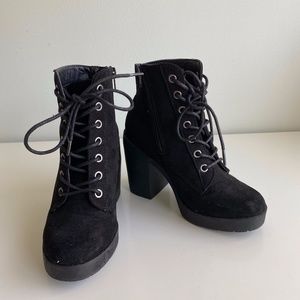 Primark faux suede lace up combat booties